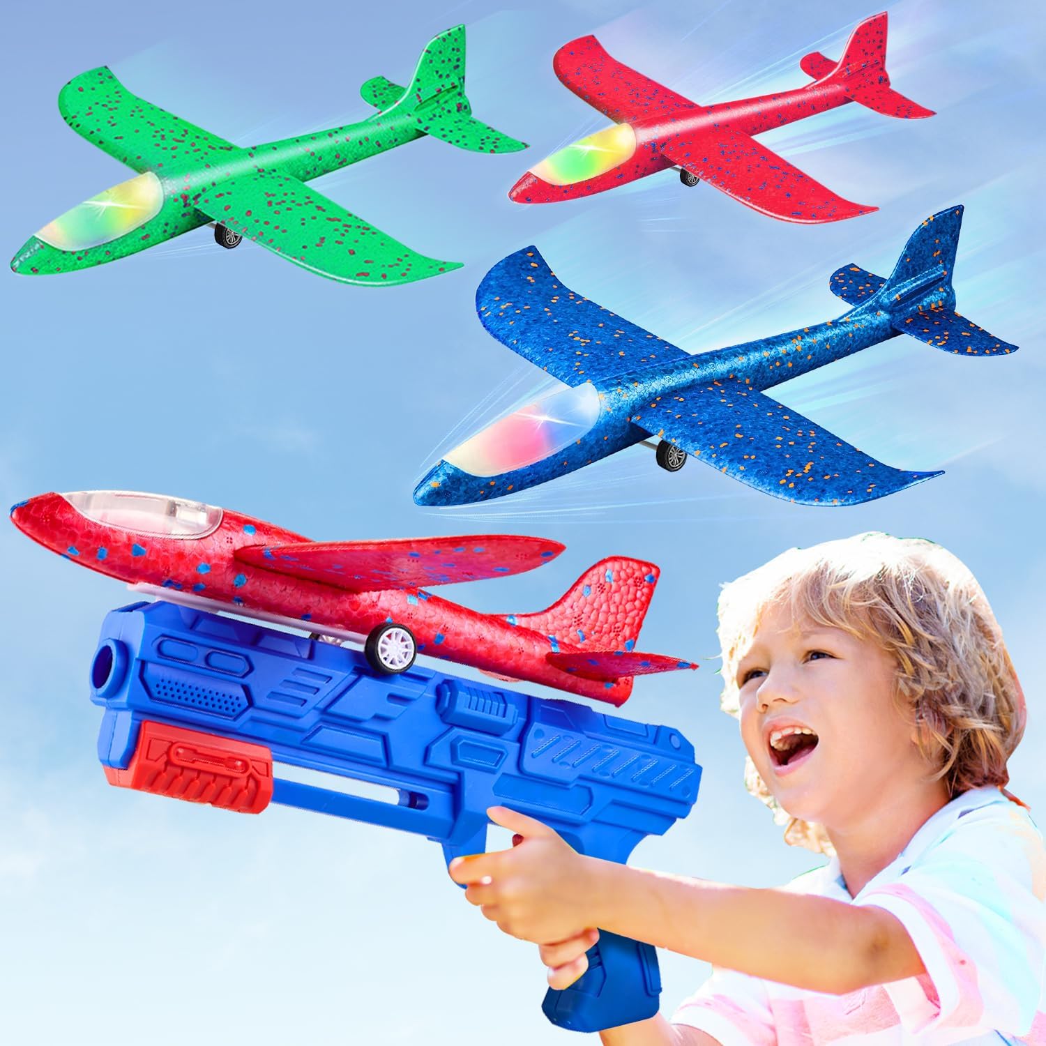Aerodynamic Foam Airplane Launcher Toy Set