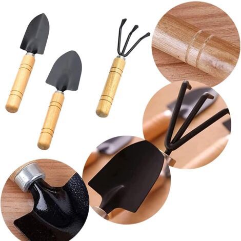 3-Piece Mini Gardening Tool Set – Small Hand Shovel and Rake for Succulents
